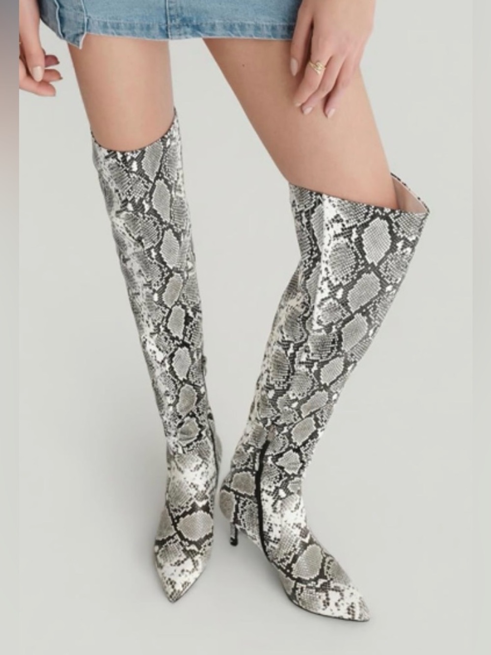 Faux Snakeskin Over the Knee Boots - Picture 2 of 5